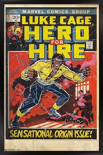 Trends International Marvel Comics-Luke Cage-Hero - Póster de pared #1, 22.375 x 34 pulgadas, versión con marco negro
