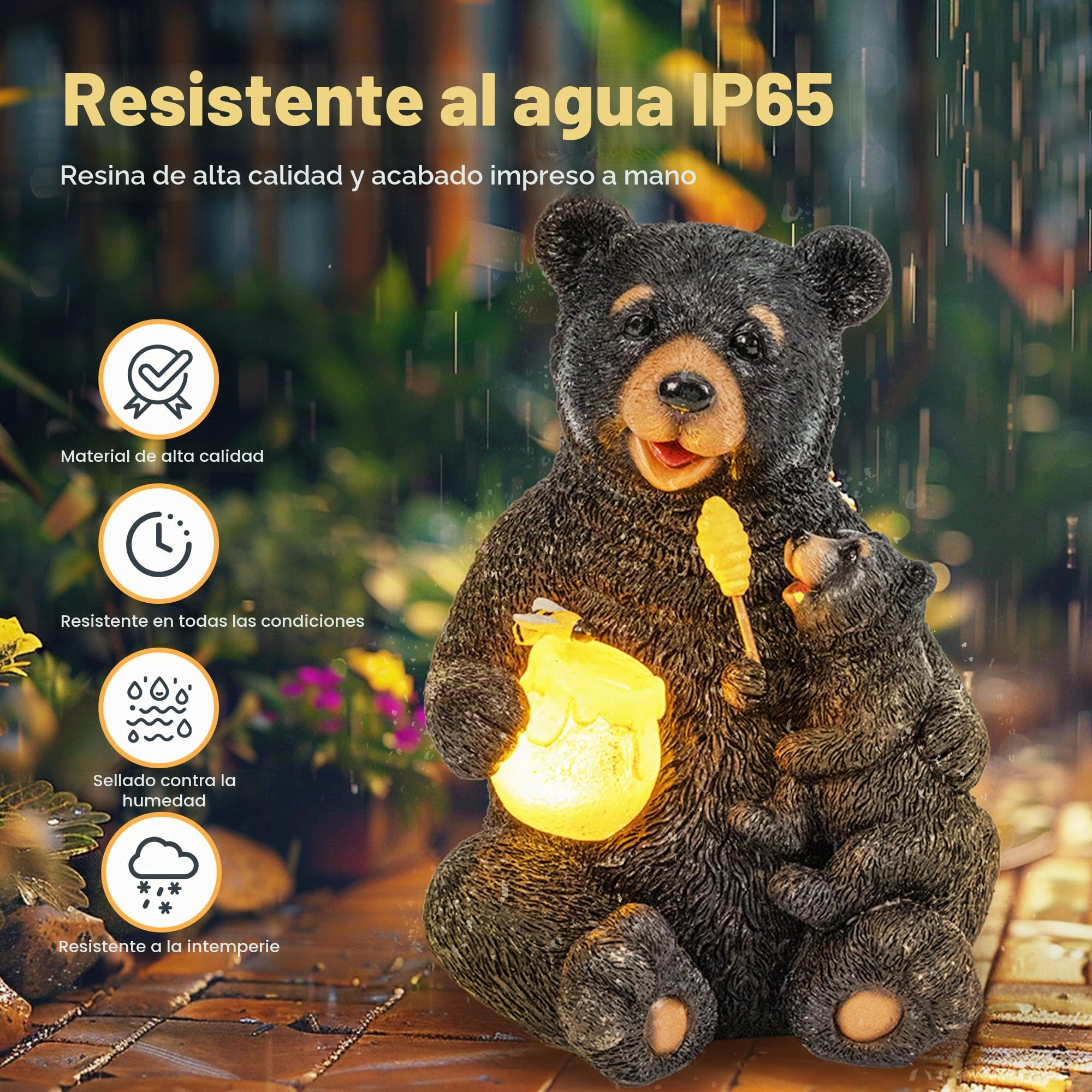 GIGALUMI Estatuas solares de jardín con Luces de Oso Amoroso para Exteriores, decoración de Patio al Aire Libre, decoración de jardín, cumpleaños de inauguración de la casa para