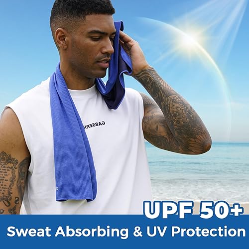 Miniatura 4 de Sukeen Paquete de 4 toallas refrescantes (40 x 12 pulgadas), toalla de hielo, toalla suave y transpirable, toallas de microfibra para yoga,