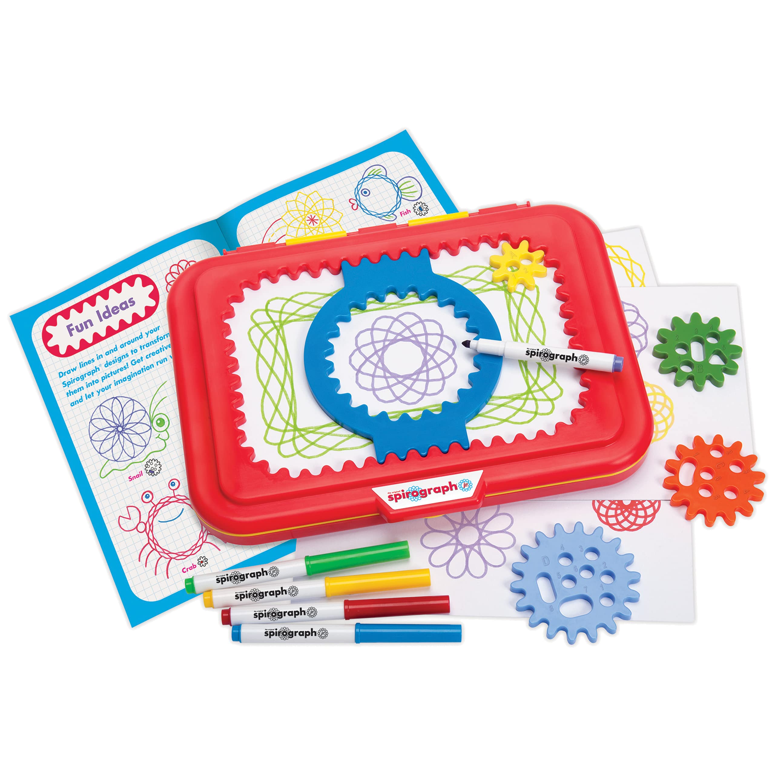 Grandi Giochi- Spirograph Junior-Set con spirografo e pennarelli lavabili-CLG05000, Multicolore, Large, 8056379122234