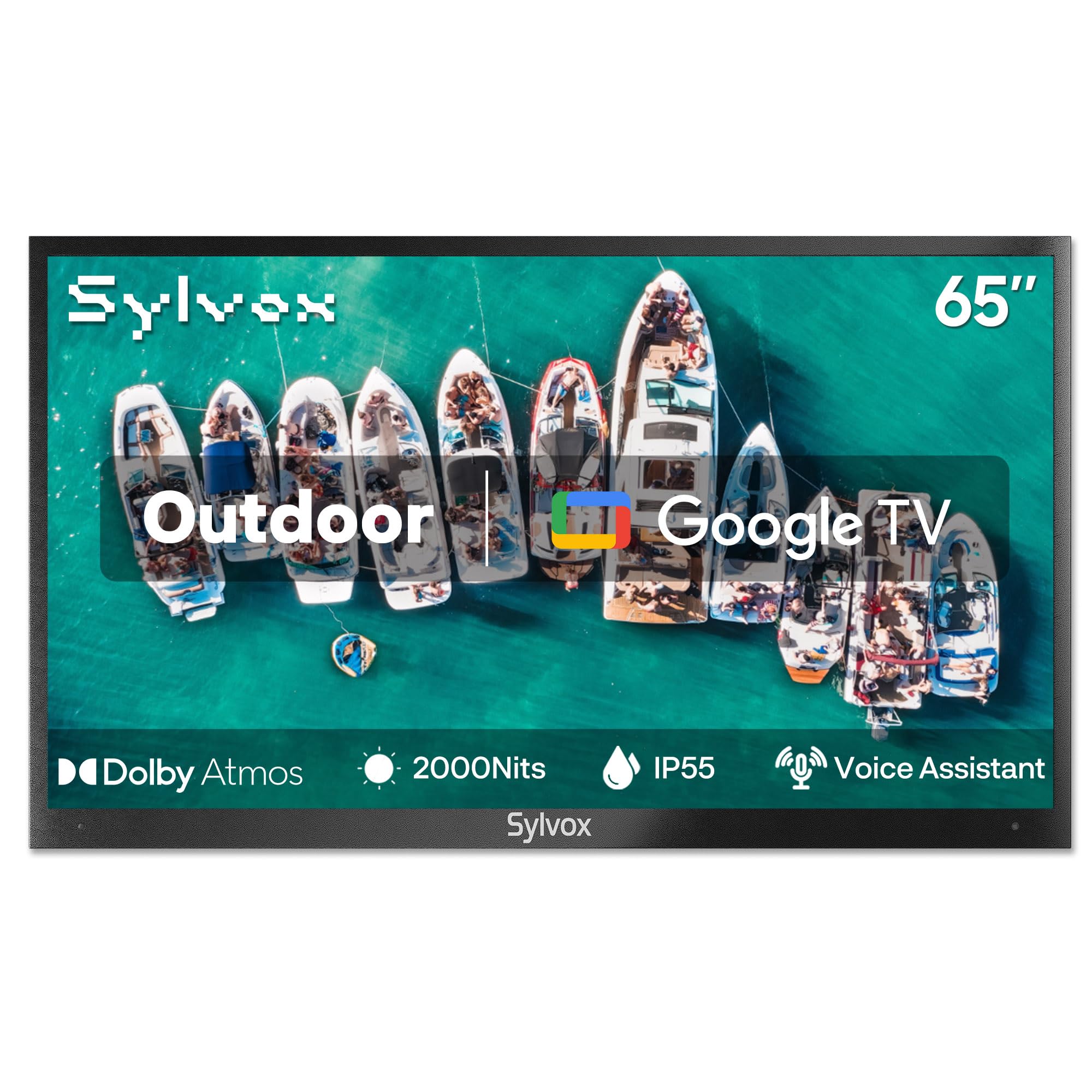 SYLVOX New 65” Outdoor Smart TV, Superior Waterproof Performance, Upgraded Matte Finish for Enhanced Anti-Glare Effect, Full Metal, with Dolby Atoms, 2000nits, Full Sun Pool Pro 2.0+ Series