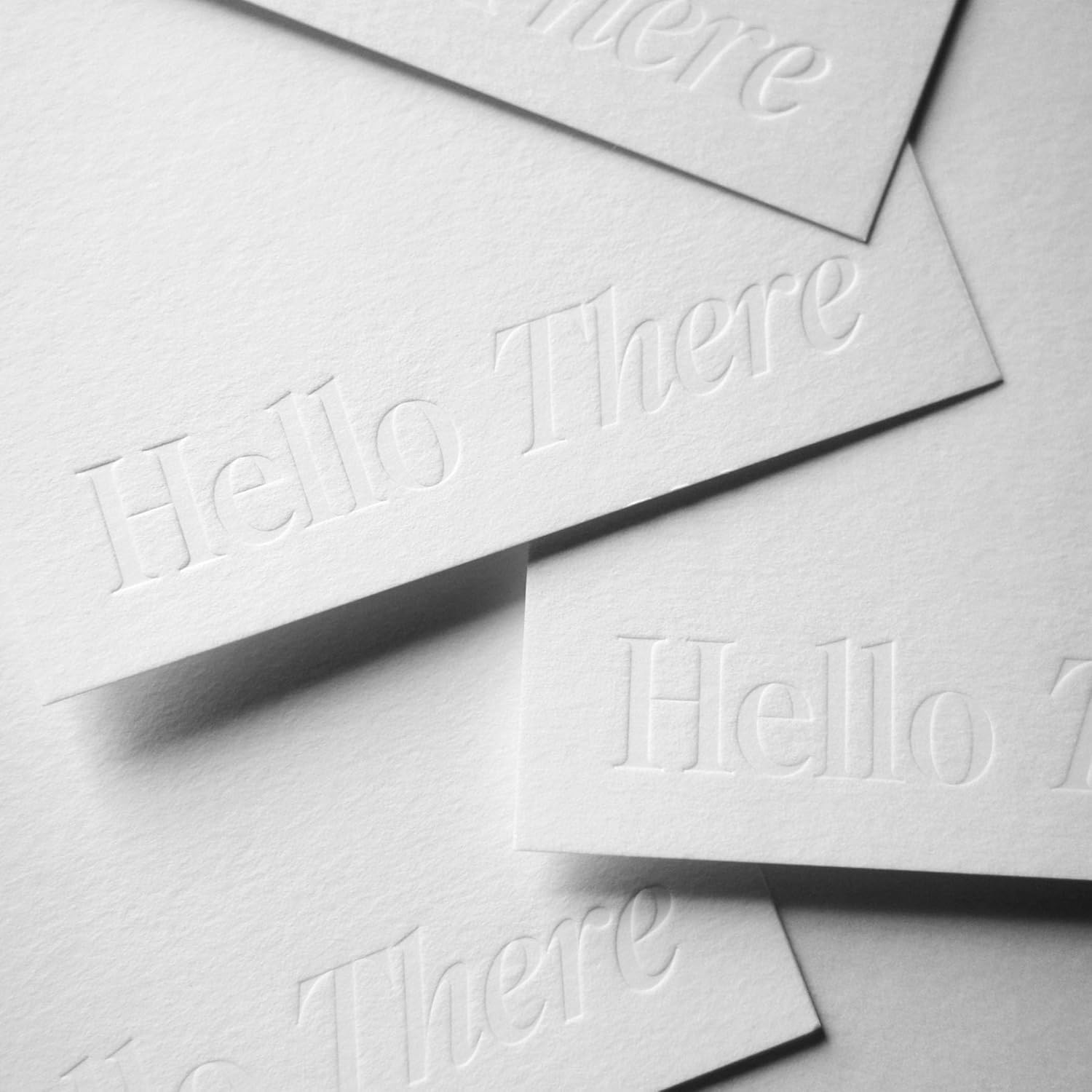 Hello There Cards | 12 Premium Note Cards, 600gsm Cotton Paper, Blind Debossed, Flat A2 with Envelopes