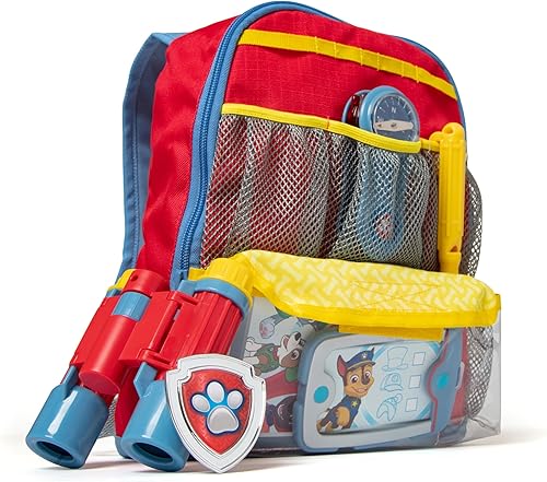 Melissa & Doug Mochila para cachorros de la Patrulla Canina, juguetes listos para la aventura para niños con silbato, binoculares y tarjetas de