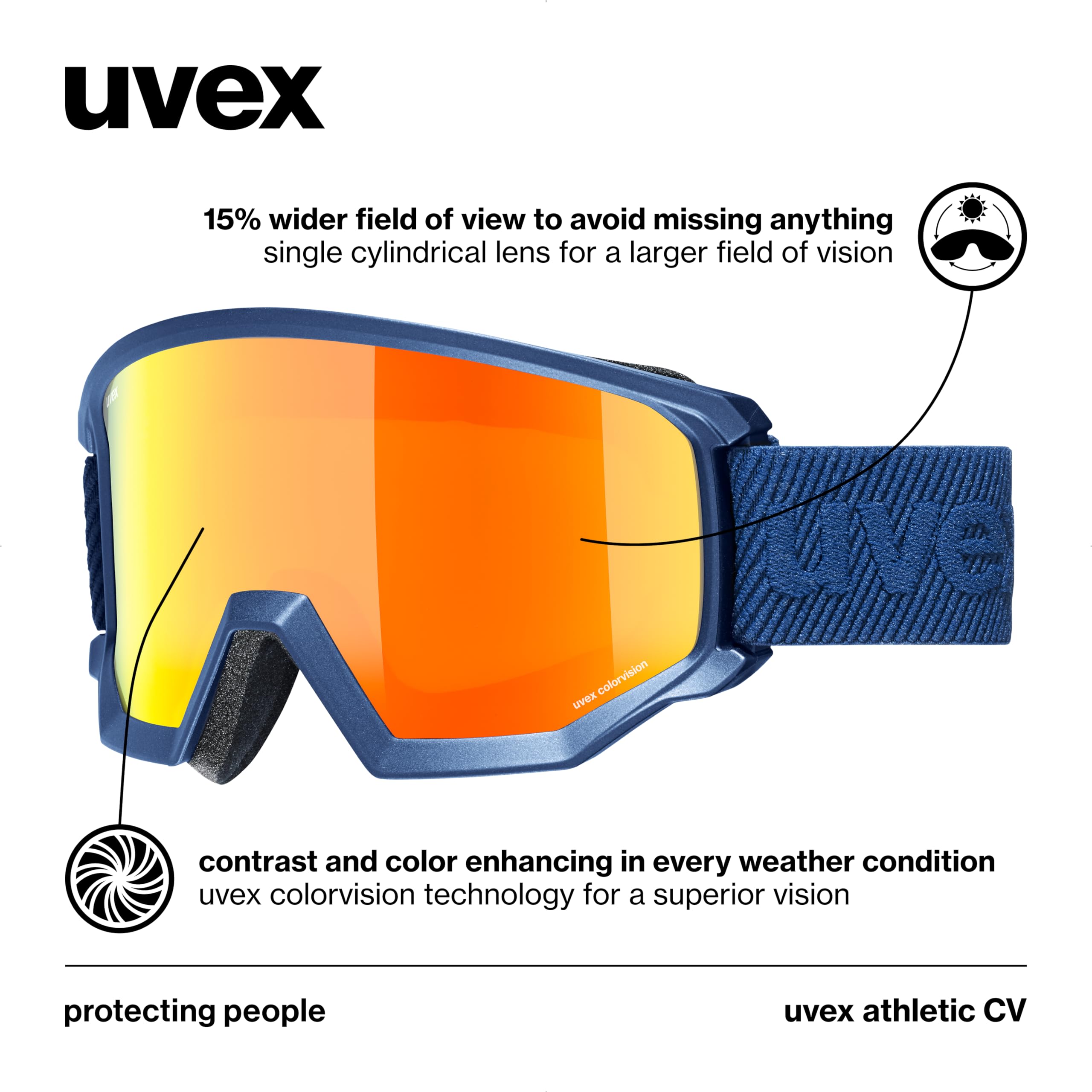 Uvex Uvex Athletic Cv maschera da sci Unisex - Adulto (Pacco da 1)