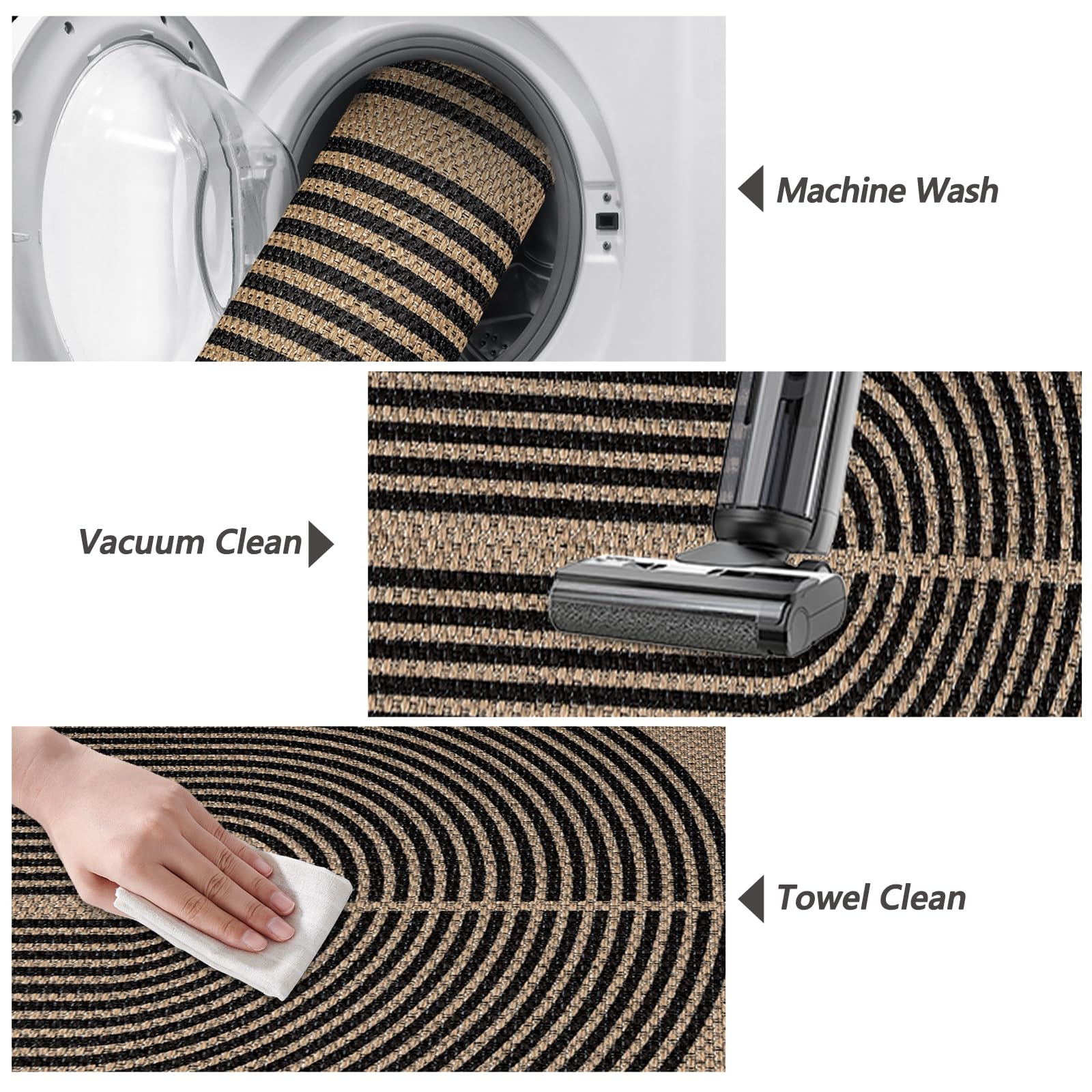 Capslpad Alfombra de pasillo para entrada, 80 x 150 cm, antideslizante, lavable, aspecto de yute, alfombra de cocina, alfombra duradera de fibra natural para sala de estar, dormitorio, balcón, pasillo