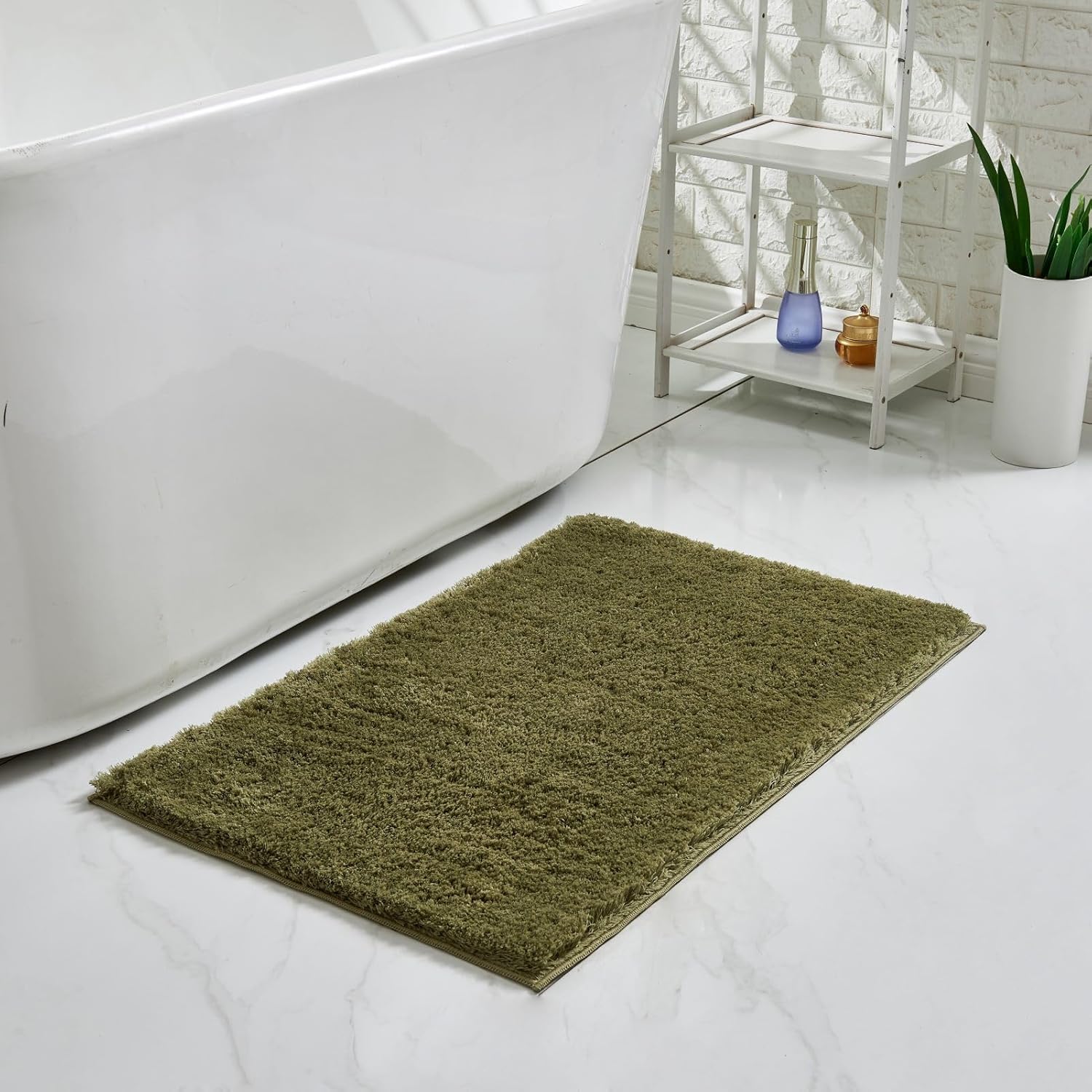 CozeCube Olive Green Bath mats for Bathroom Non Slip, Ultra