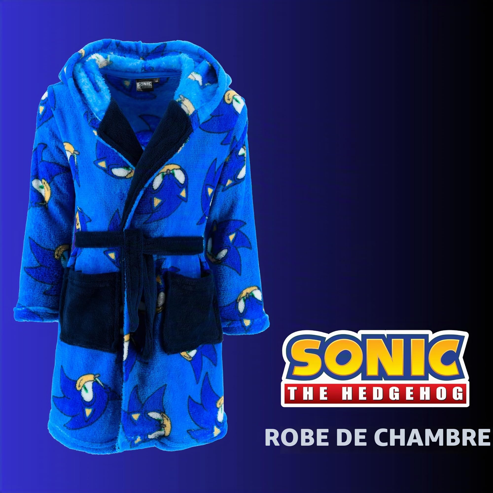 Sonic The Hedgehog Robe de Chambre pour Garçons, Doux Robe pour la Maison des Enfants, Cadeau pour Garçons, Tailles 3 à 8 Ans