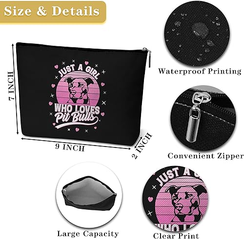 Miniatura 2 de Pitbull - Bolsa de viaje para amantes de Pitbull, con texto en inglés "Just a Girl Who Loves Pitbull", regalos de puesta de sol rosa para amantes de