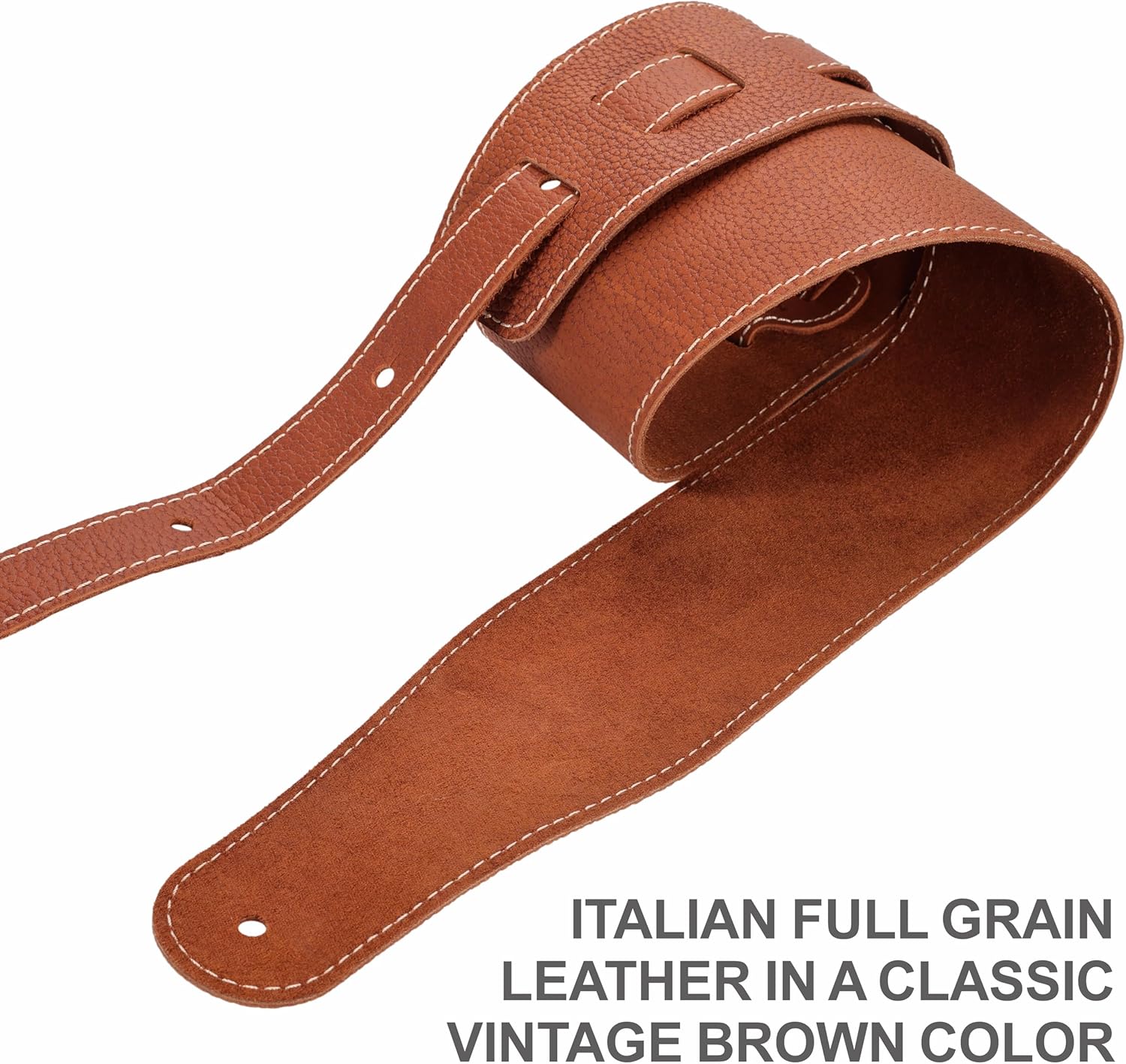 Nefelibata Guitar Strap, 3-inch Wide Full Grain Leather, Lightweight and Soft for Men and Women for Acoustic, Bass and Electric Guitar