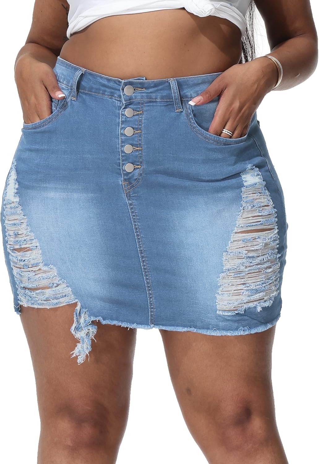Amazon Short Blue Jean Skirts Plus Size Gboomo Women's Plus Size