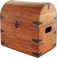 Vista 1 de Deco 79 Caja decorativa de madera hecha a mano con arco, caja de almacenamiento decorativa con herrajes de metal negro, caja de almacenamiento de 14