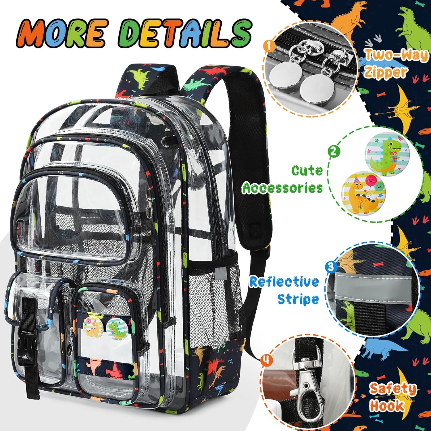 Clear Backpack Heavy Duty, Clear Bookbag with Pencil Case, Large See Through Backpack Plastic Transparent Backpacks for Primary College Work Travel - Image 5