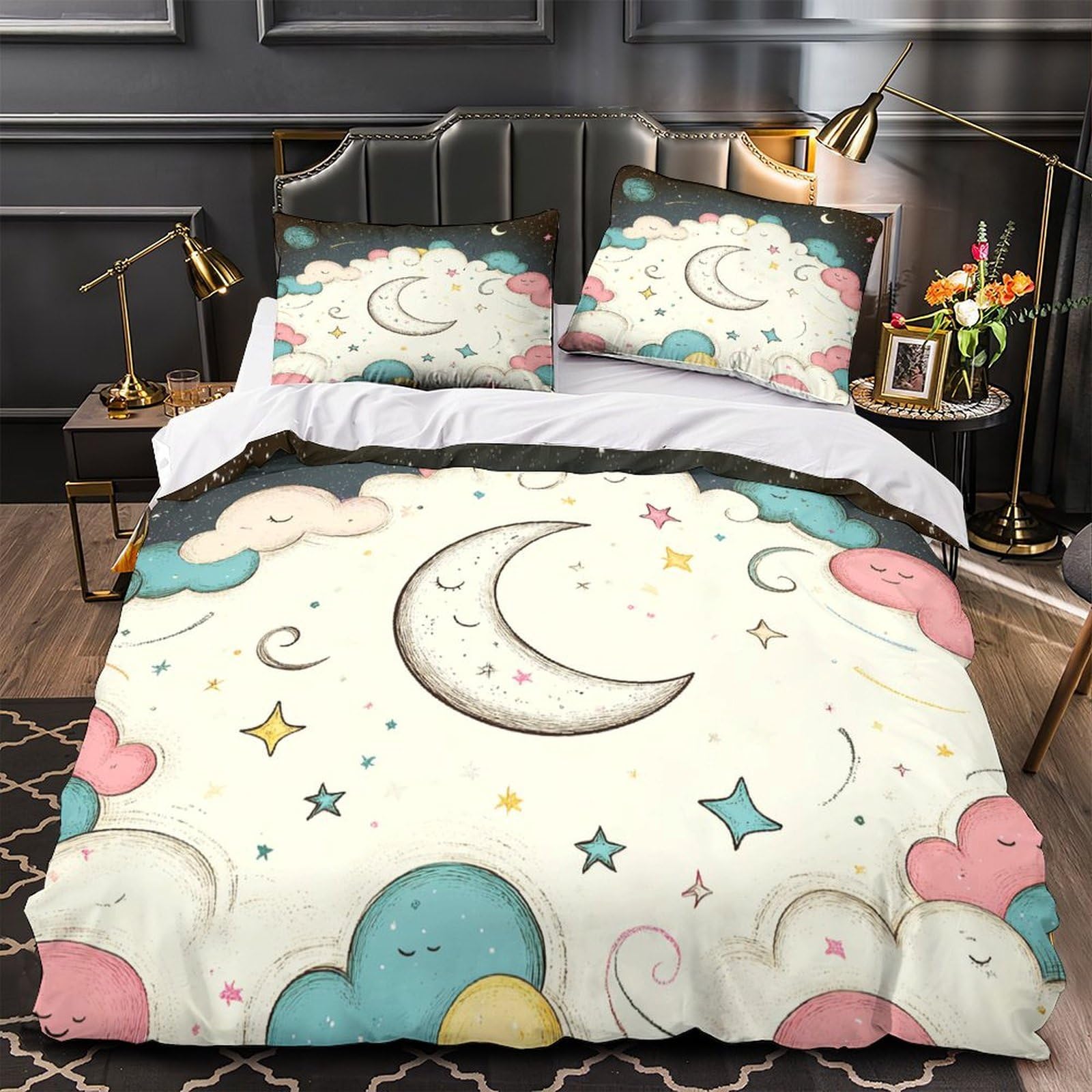 Parure de lit koala microfibre respirante housse de couette 220x240 adulte lit double King