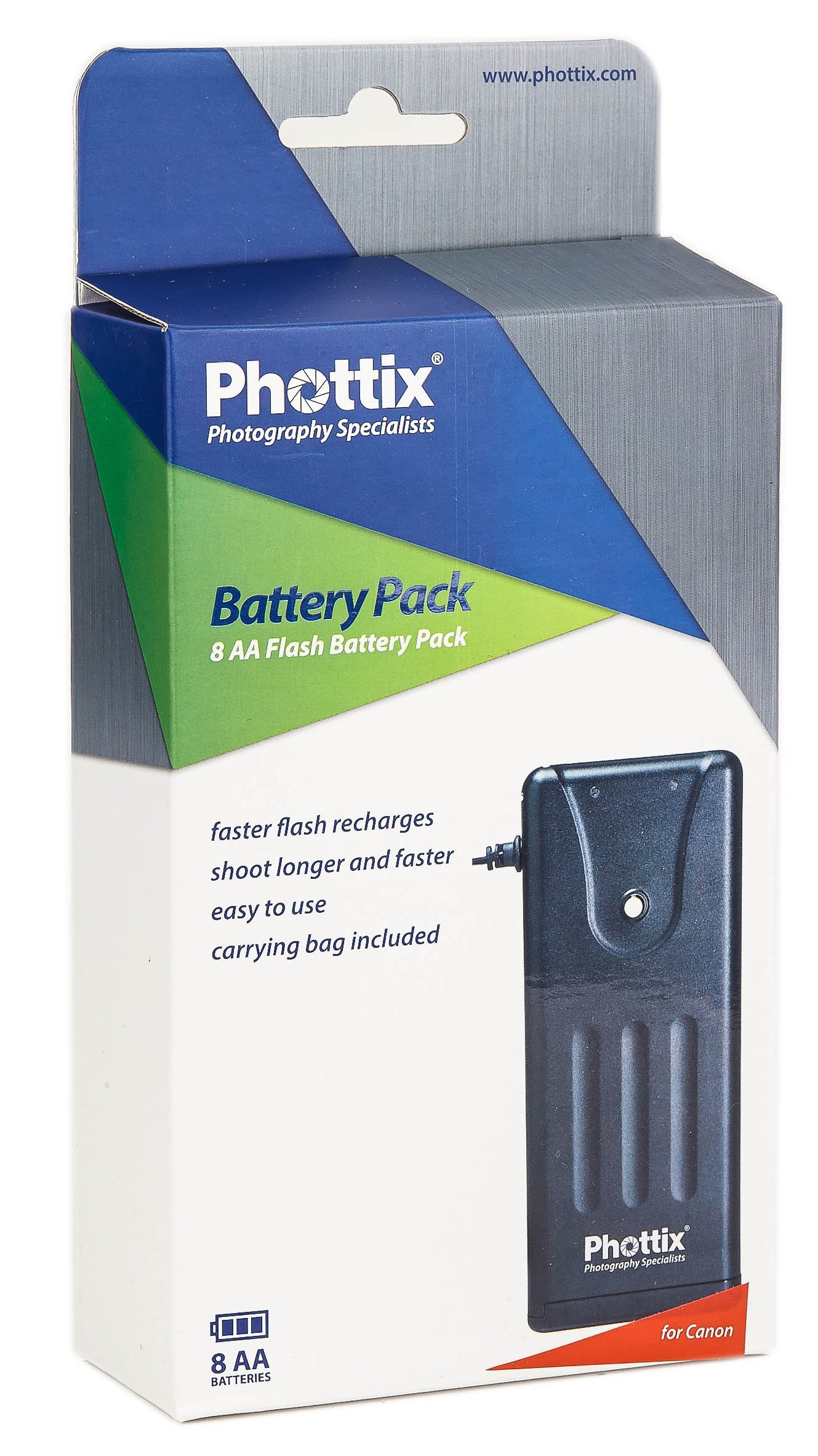 Phottix PH23222 Flash Externer Akku für Canon 8 AA Batterien