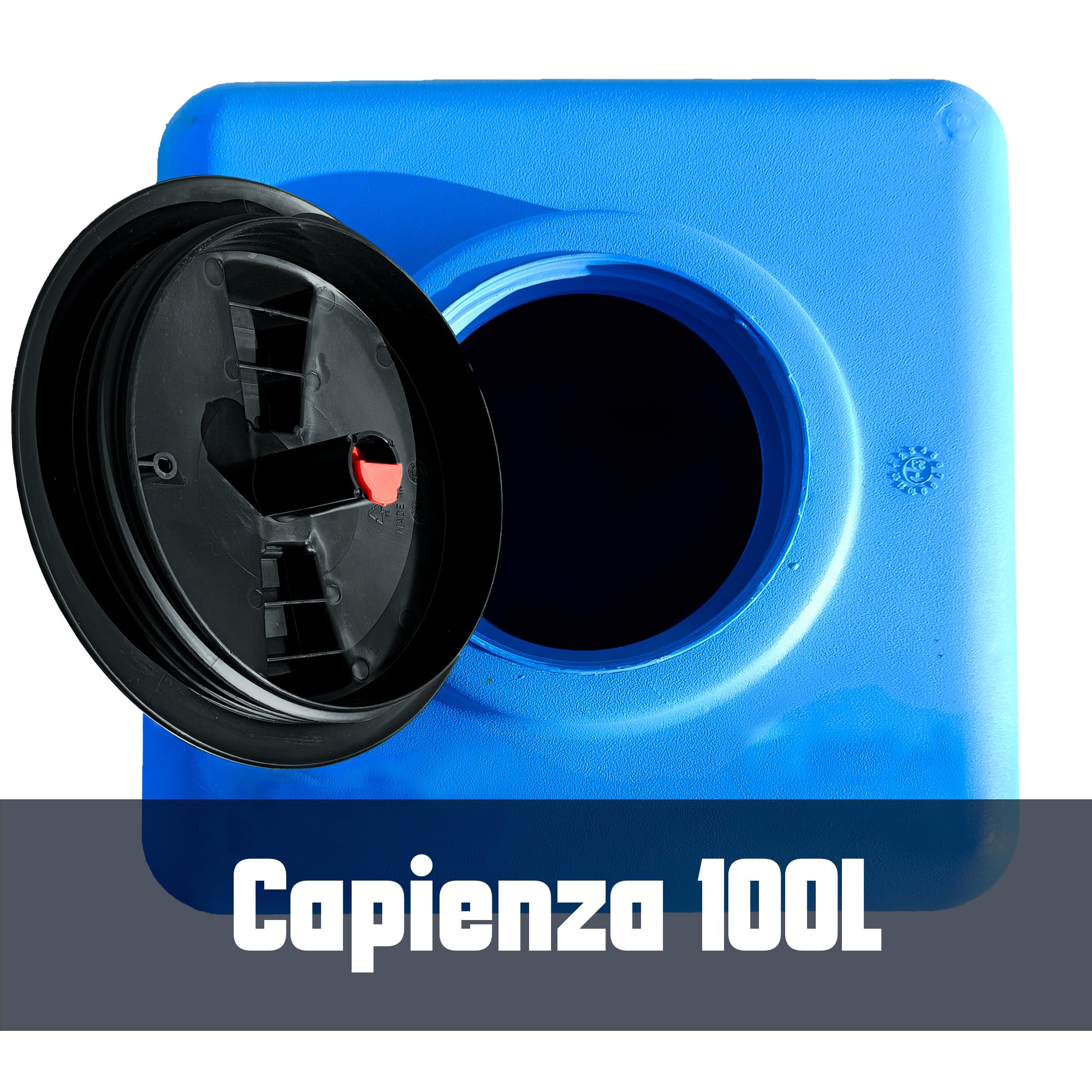 ESTO Serbatoio Acqua Potabile 100L - 200L - 300L - 500 L Polietilene Per Raccolta Acqua, Cisterna Esterno Blu, con Pompa e Press Control Pressostato (Solo Serbatoio, 100 Litri)
