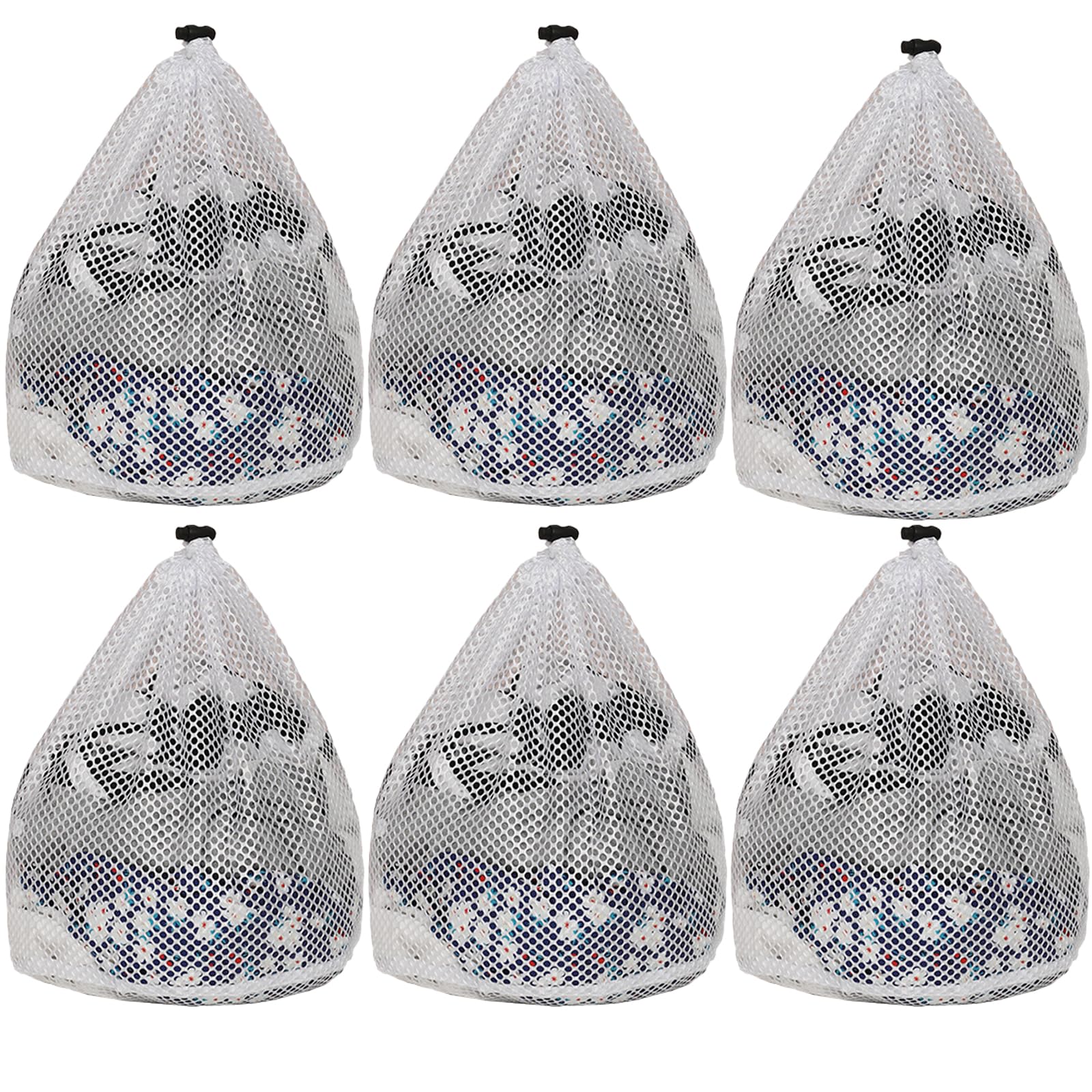 6 Pcs 30x40cm Mesh Laundry Bags, Drawstring Wash Bags for Washing Machine