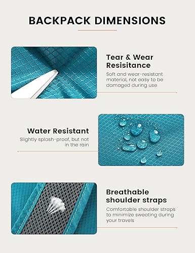 Miniatura 5 de SKYSPER Mochila de senderismo pequeña ligera de 15 litros para mujeres y hombres, mochila de viaje plegable, mochila de campamento plegable, mini