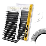 NAGARAKU W Shape Eyelash Extension 3D Volume Cluster Premade Fans Eye Lashes Faux Mink Matte Black Easy Fanning False Eyelashes (0.05mm D curl 13mm)