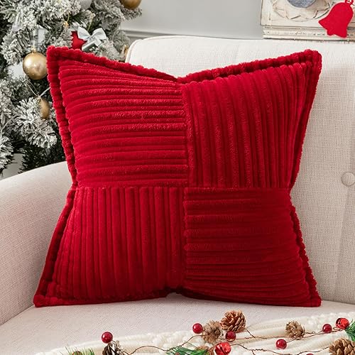 Miniatura 9 de UGASA - Juego de 2 fundas de almohada de pana con textura de rayas súper suaves, fundas de cojín decorativas con costado ancho para casa rural,