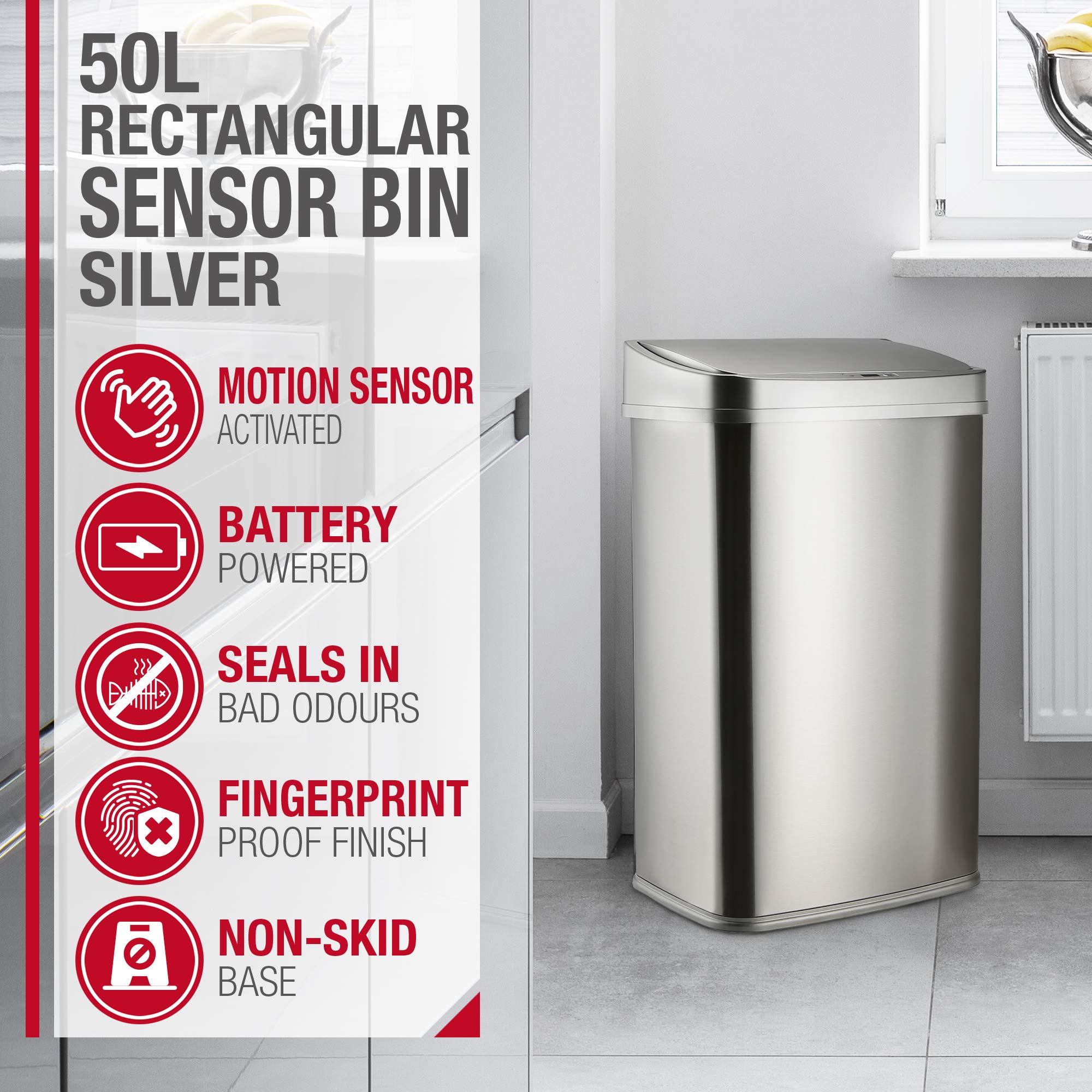 Buy NETTA 50L Sensor Bin for Kitchen Large TouchFree Automatic