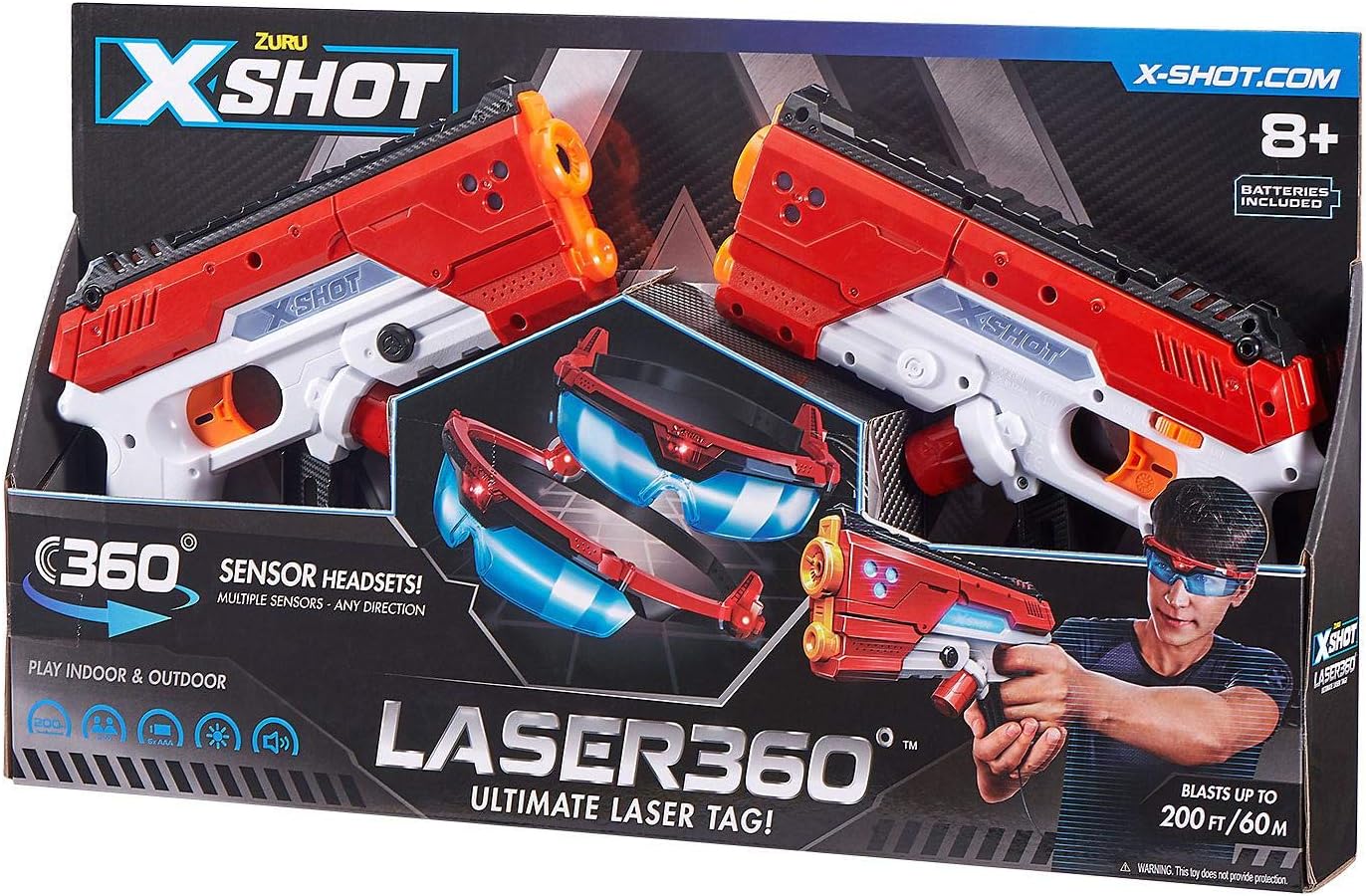 XSHOT Laser360° Double Laser Blaster Pack (2 Laser Blasters, 2 Goggles) by ZURU
