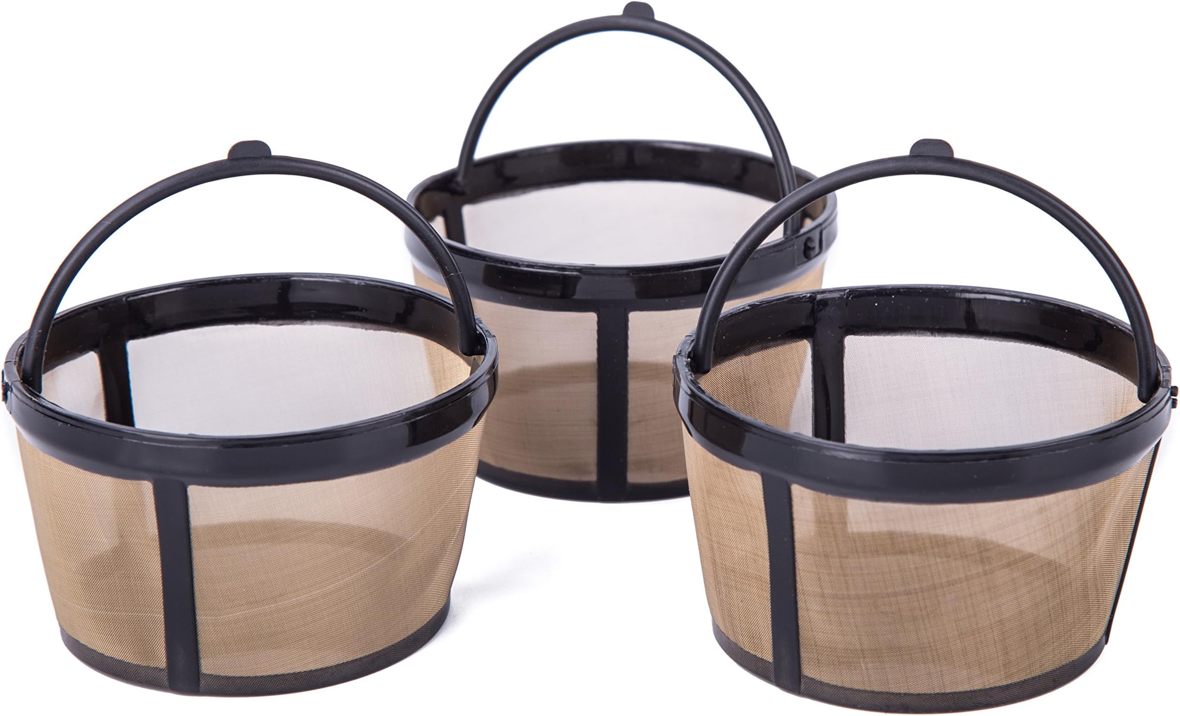 Tebery Permanent Basket-Style Gold Tone Coffee Filter fits Mr. Coffee 4 Cup Coffeemakers With Handle （3 Pack)