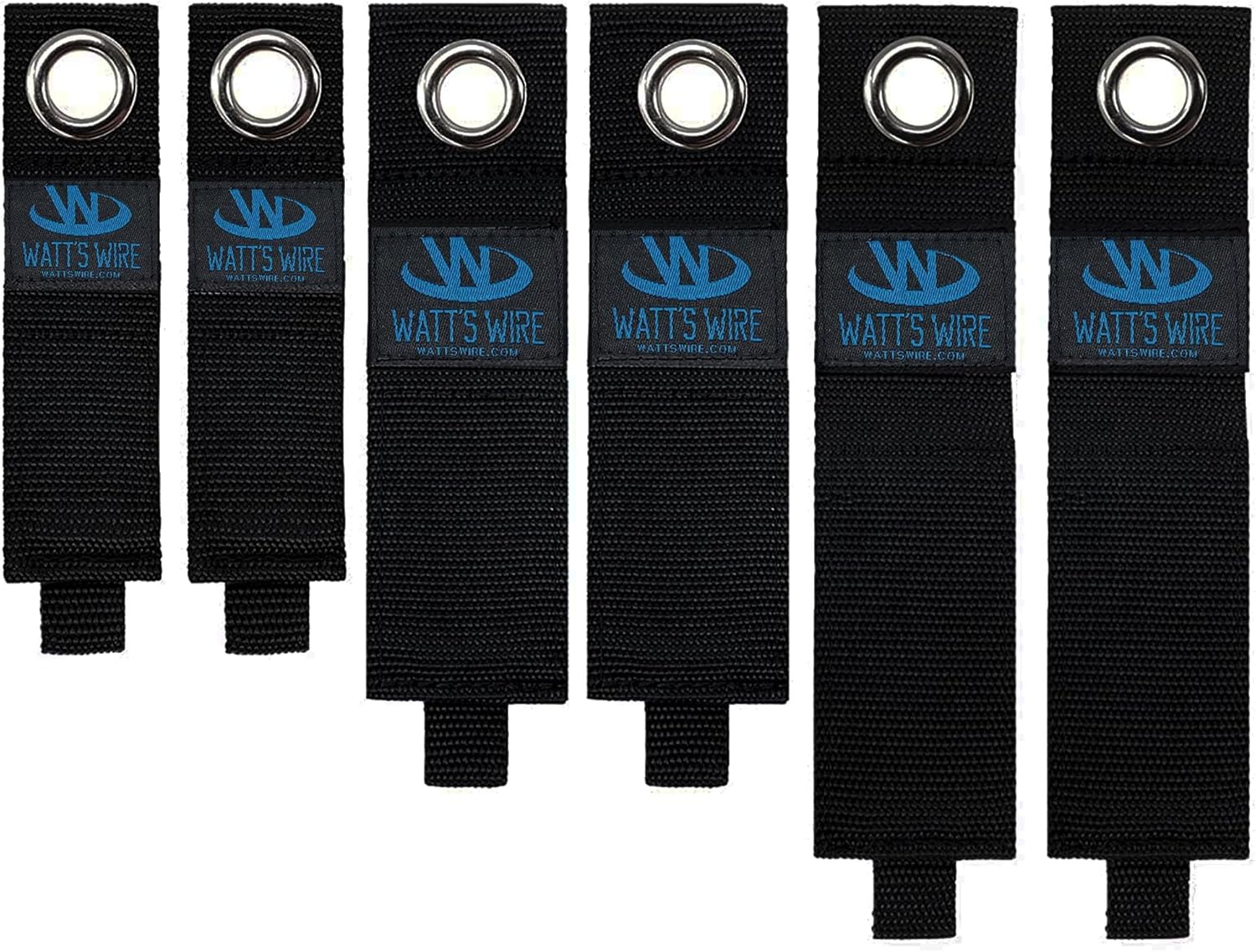 Heavy Duty Storage Straps - 6 Pack: 2 Medium, 2 Large, 2 XL - Extension Cord Ties - Storage Strap - by Watt's Wire
