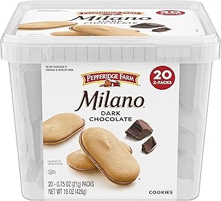 Pepperidge Farm Milano Cookies, Dark Chocolate, 20 Packs, 2 Cookies per Pack