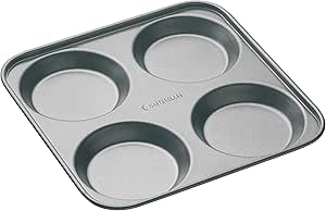 MasterClass 4 Hole Yorkshire Pudding Tray with PFOA Non Stick, Robust 1 mm Carbon Steel, 24 cm