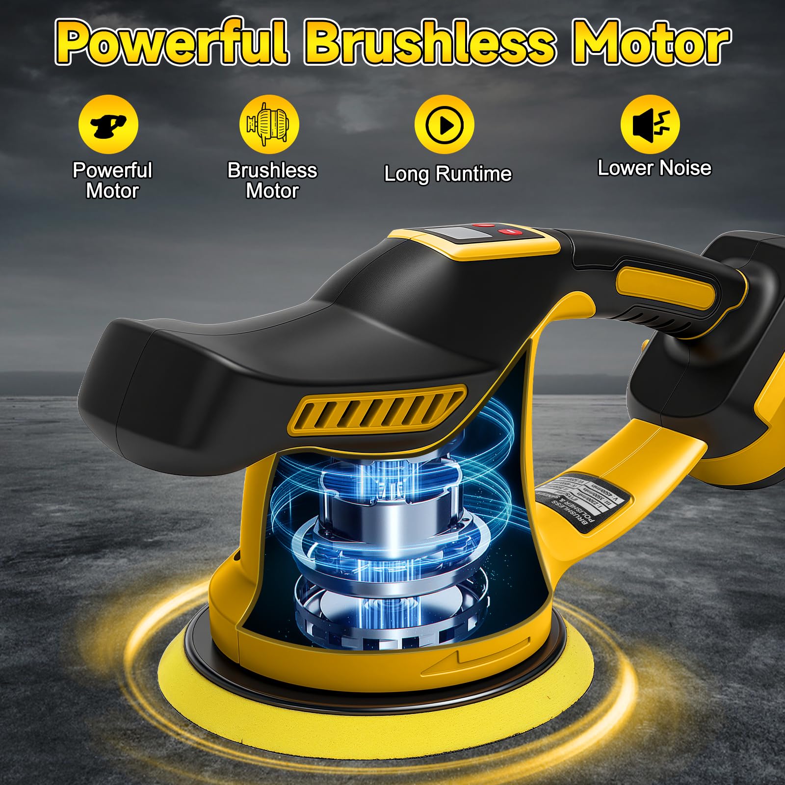WingFly Poliermaschine für Dewalt 18V,20v Akku, 450W Auto Poliermaschine Set, 6 variable Geschwindigkeit, zum Entfernen von Farbe und Mörtel, Auto Polieren, Schleifen (ohne Akku)
