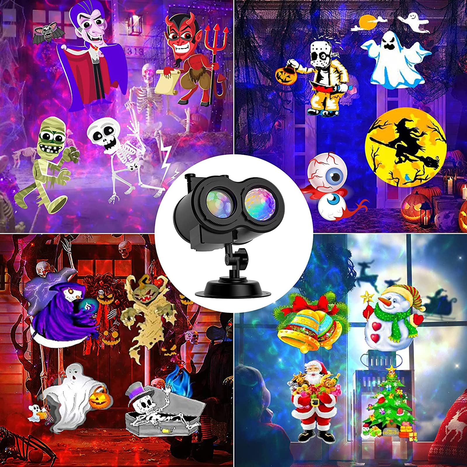 Lumières de projecteur d'halloween, lumière de projecteur de Noël Vague extérieure imperméable avec minuterie à Distance pour la décoration intérieure de fête d'anniversaire de Noël d'halloween