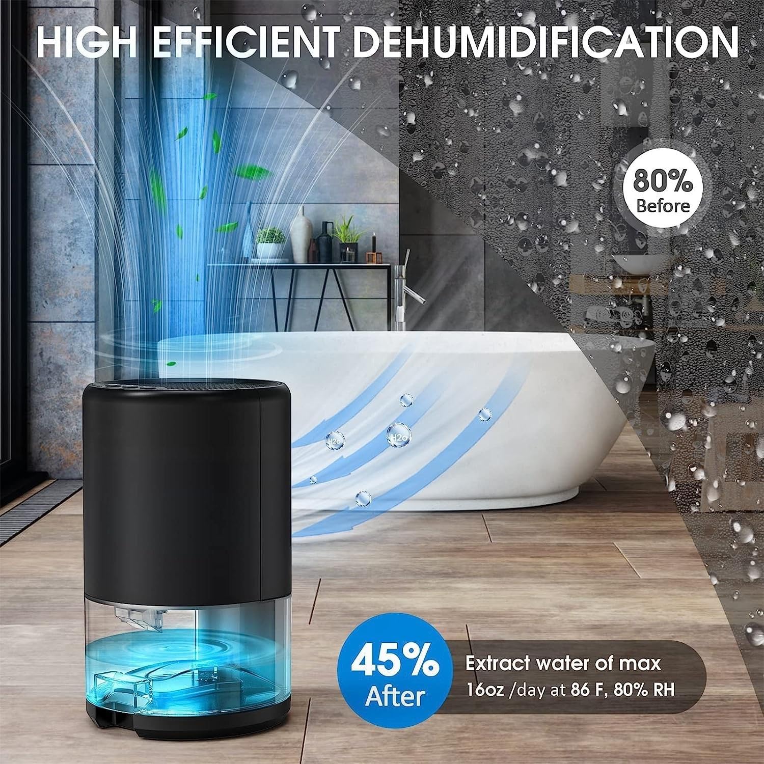 Deumidificatore Mini Casa Con Timer 48h - Serbatoio Rimovibile, 7 Luci LED | Per Camera, Bagno, Armadio - Foto 14