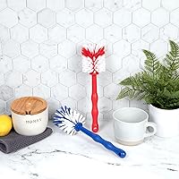 Vista 5 de Juego de 2 cepillos para botellas, cepillos de mango largo para vasos Yeti, Hydro Flask, RTIC, botellas Gatorade, botellas de agua y cristalería