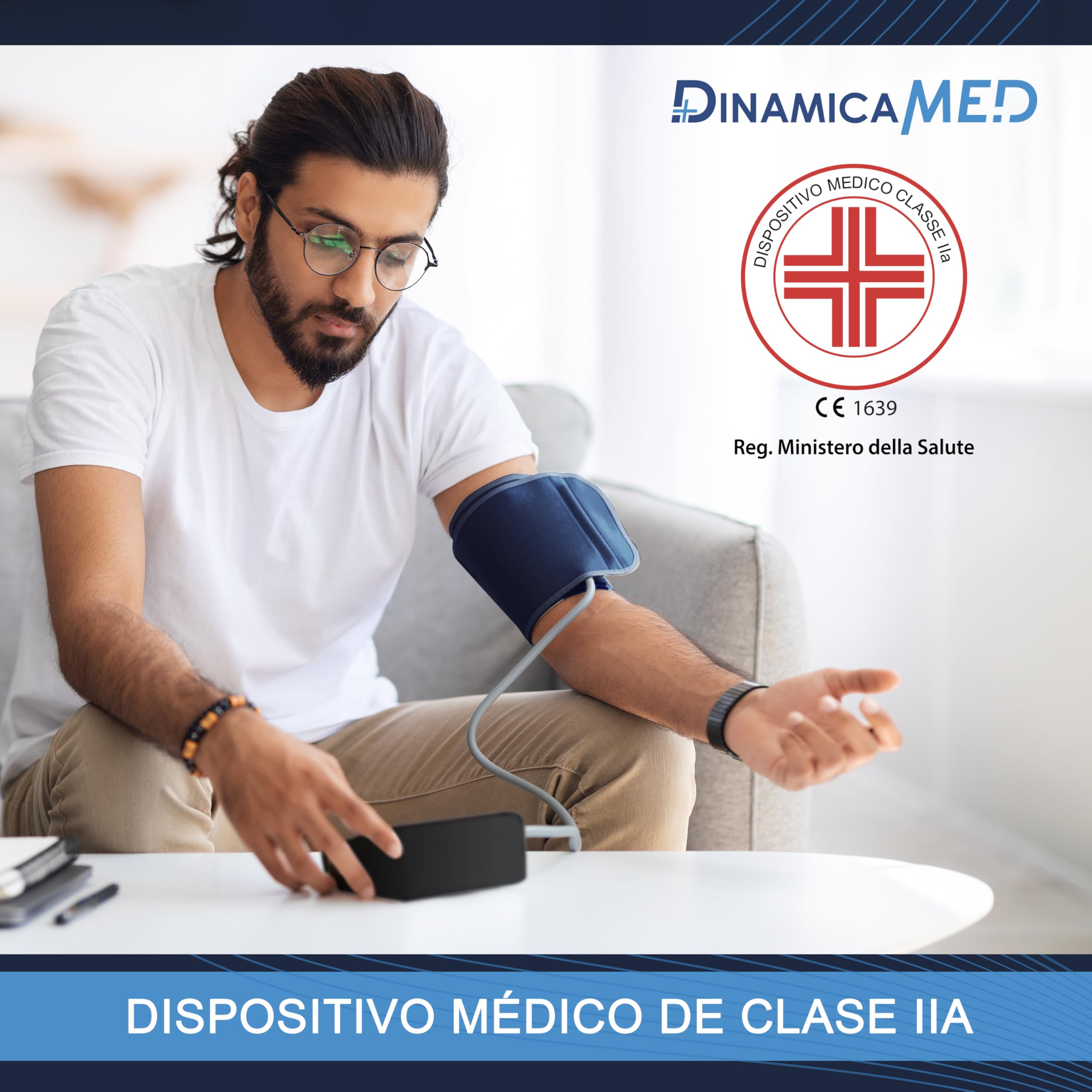 DinamicaMed A-159 Tensiómetro de Brazo, Medidor de Presión Arterial de Brazo con 2 × 99 Memorias, Tensiómetro de Brazo con Retroiluminación.