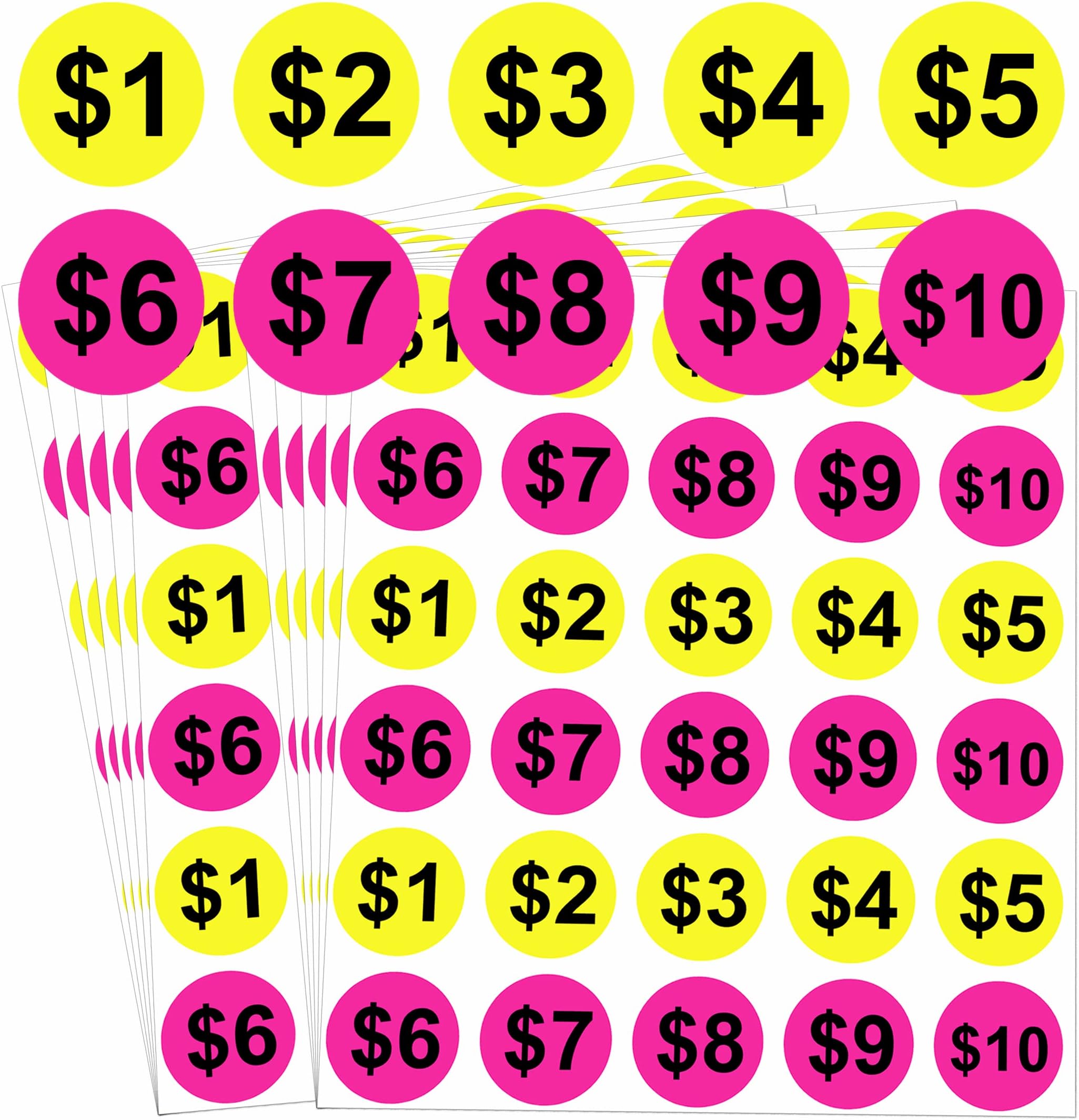600 Pcs Yard Garage Sale Price Stickers 1 Inch Flea Market Pre-Printed Pricing Stickers - Dollar Price Tags Prepriced Pricing Labels for Secondhand Sale Flea Markets, County Fairs & Retail