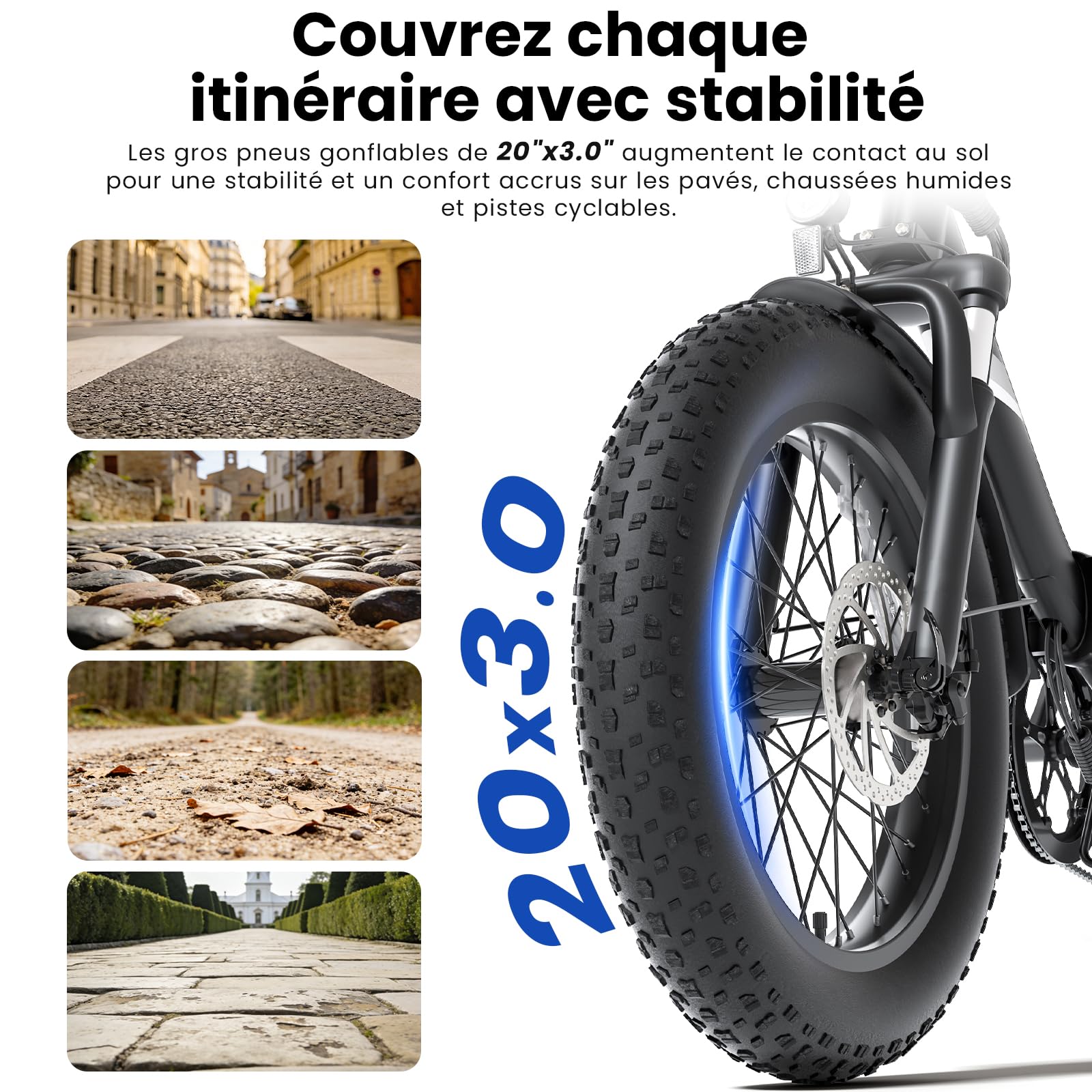 Touroll S3/S3 Pro Vélo Électrique Fat Bike Pliable, Pneus 20"x3.0" Tout Terrain, Grande Autonomie 195KM/ 65KM, 7 Vitesses, VTC E-Bike pour Adulte, Idéal pour Les Longs trajets et Les Voyages