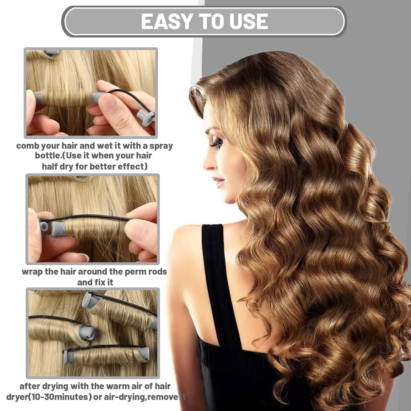 Honicemar 40 Pcs Perm Rollers Set for Long & Short Hair, 0.59 Inch Medium Cold Wave Rods - Image 4