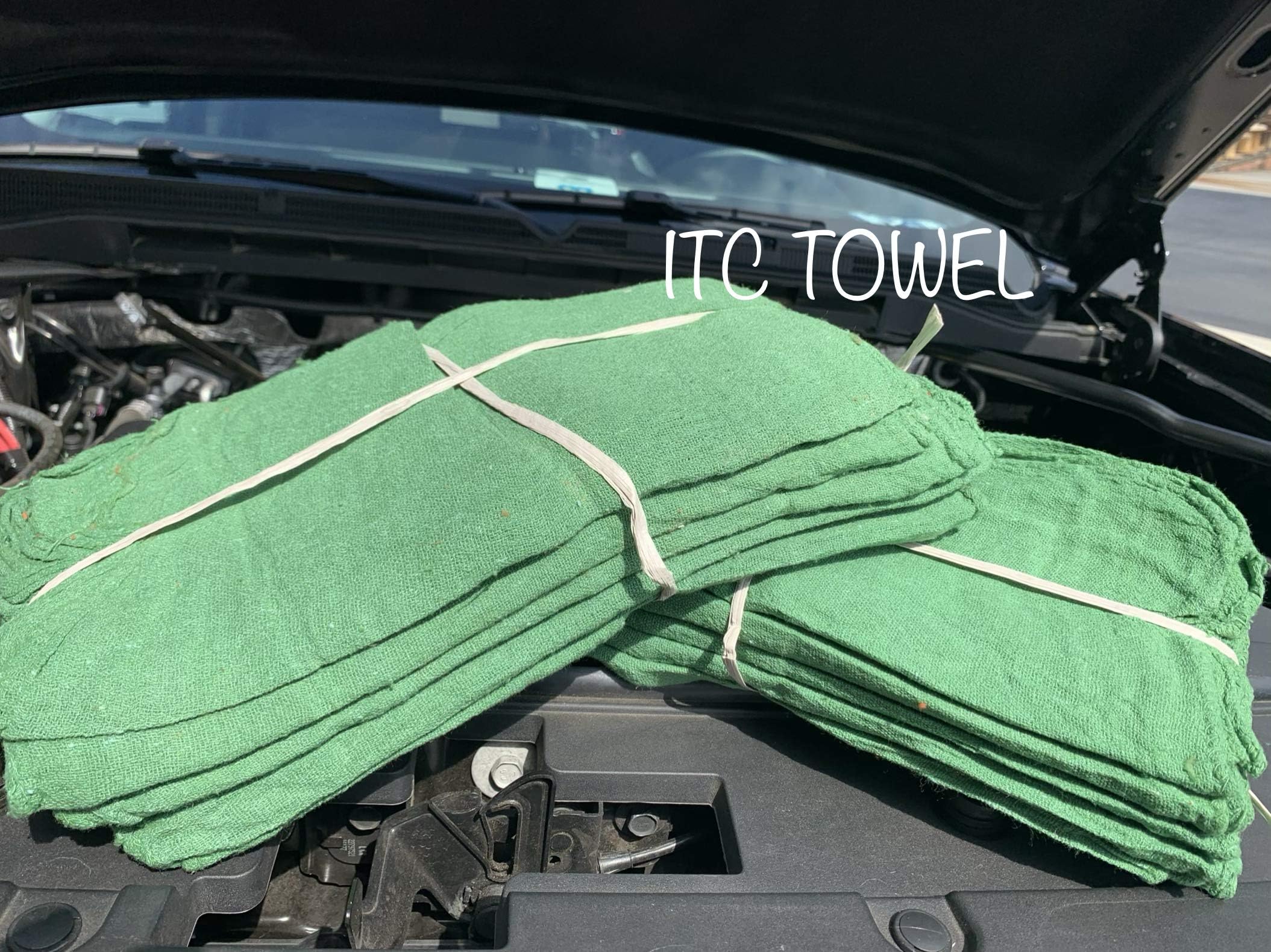 ITC2500 Green Shop Towels Rags Superior Auto Mechanic Shop Rags 14x14 inch