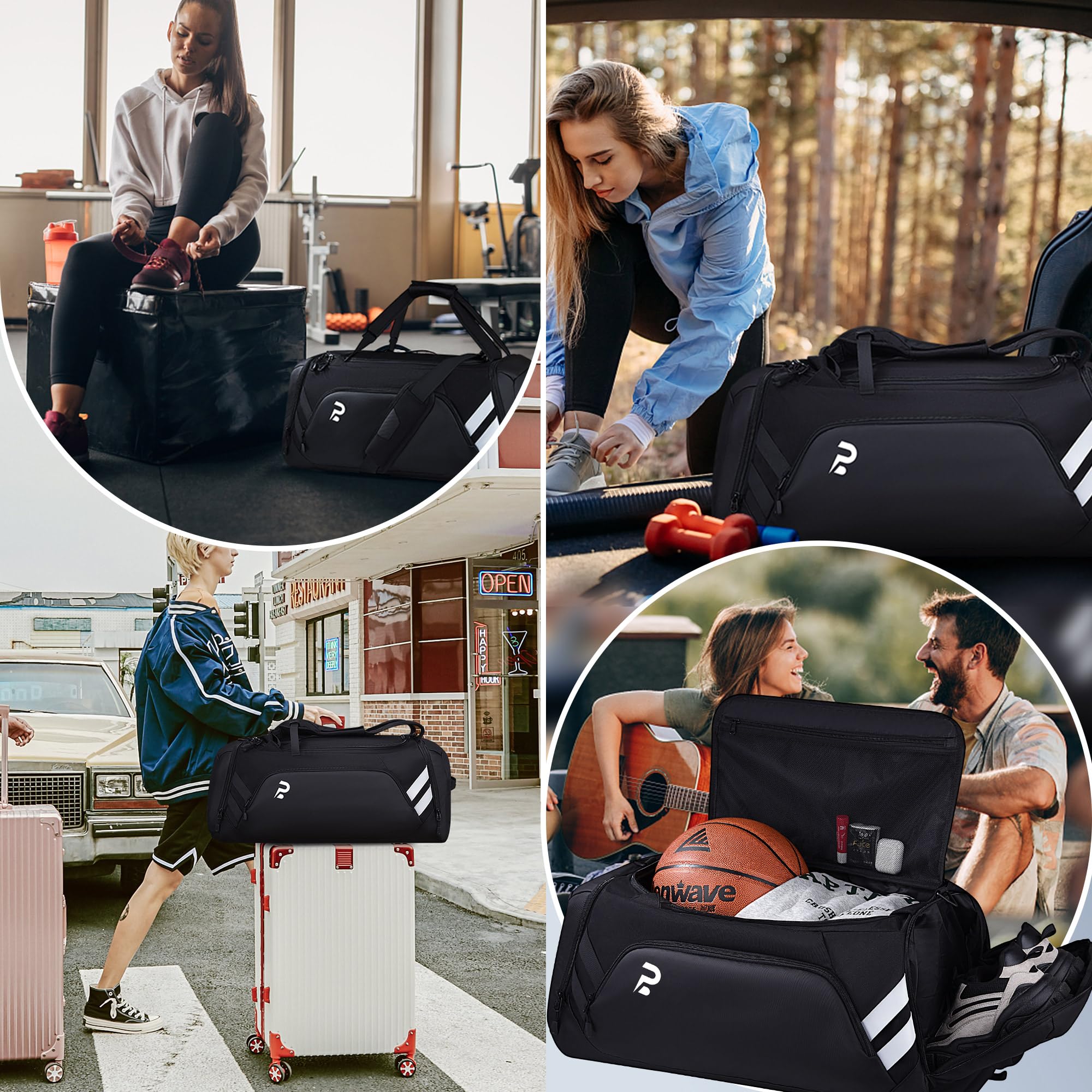 Sporttasche 58L Reisetasche mit Schuhfach und Nassfach, Gym Bag für Fitness, Schwimmen, Reisen