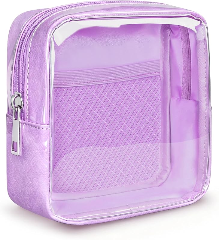 Necessaire de maquiagem transparente WLLWOO WLLWOO em PVC com bolso de tela e zíper – 1 unidade