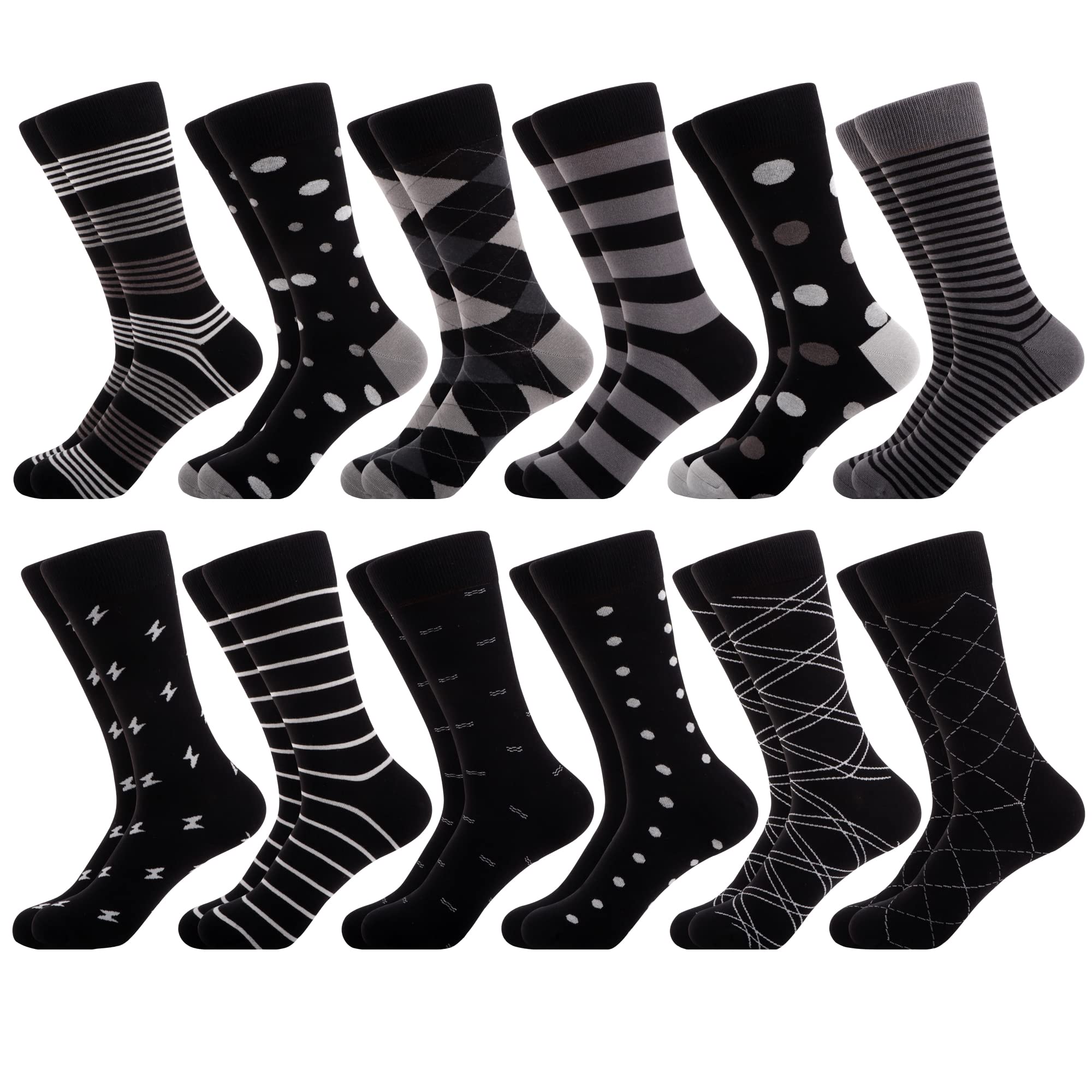 WeciBorMen's Seamless Premium Combed Cotton Dress Socks 12 Pack