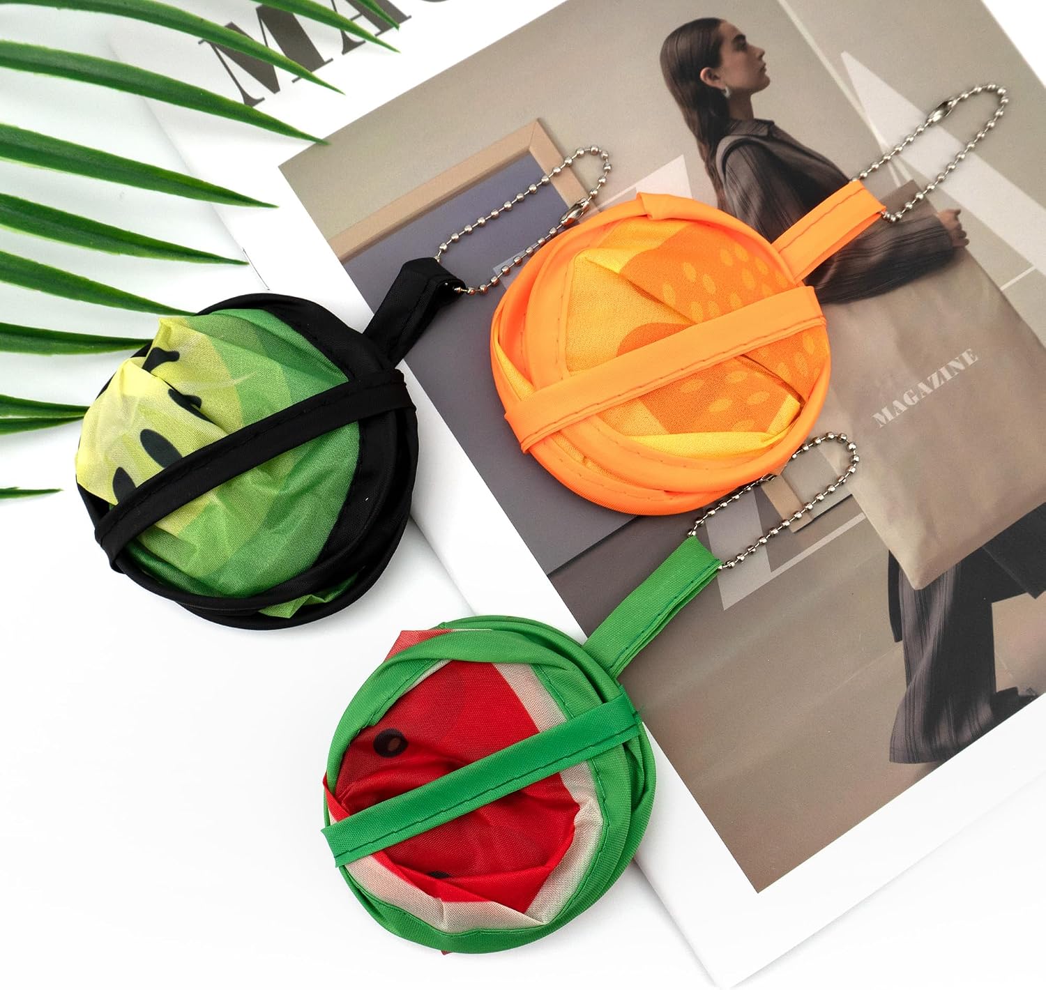 Quacc 3 PCS Round Foldable Hand Fans, Fruit Style Handheld Folding Fan