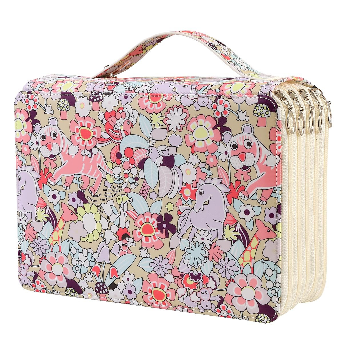 Lbxgap Federmäppchen, tragbar, mit farbigem Druckmuster, 300 Fächern, für Stifte, Federmäppchen, Organizer mit praktischer Verpackung, mehrschichtiger Halter für Prismacolor Crayola Buntstifte — image 1