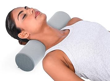 FOVERA Cervical Neck Roll Pillow for Neck Pain Relief - Memory Foam Neck Pillow for Bed | Round Neck Pillows for Sleeping | Bolster Pillow for Bed, Legs and Back (Grey) - image, photos