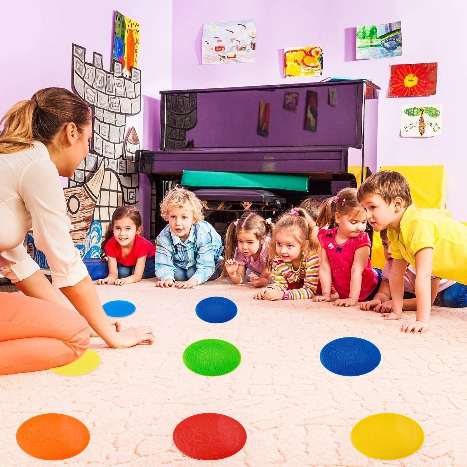 15 Stück Polyvinyl-Spotsmarken, 23 cm rutschfeste Sport Gummibodenmarken, Flache Feldkegel, Poly-Dots für Fußball, Basketball, Tanzübungen, Agilitätstraining und Drills (9 Zoll)