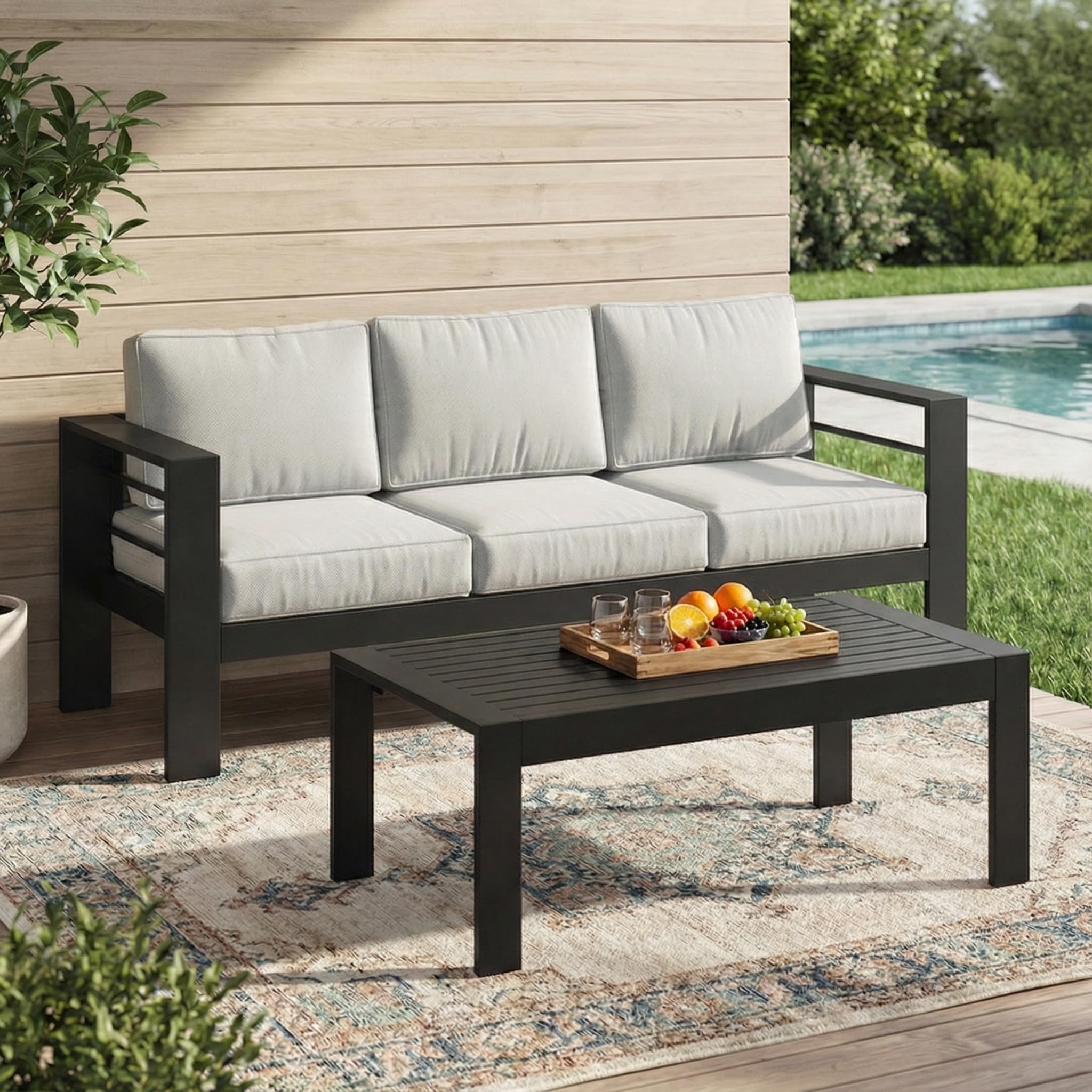 Photo 1 of ***MISSING PARTS/HARDWARE***
Solaste Aluminum Patio Furniture Set for All Weather, Oversized Metal Outdoor Furniture Set with 27.5" Deep Seating and 3.2" Wide Armrest, Outdoor Patio Sofa with 10" Back Suport Cushion
