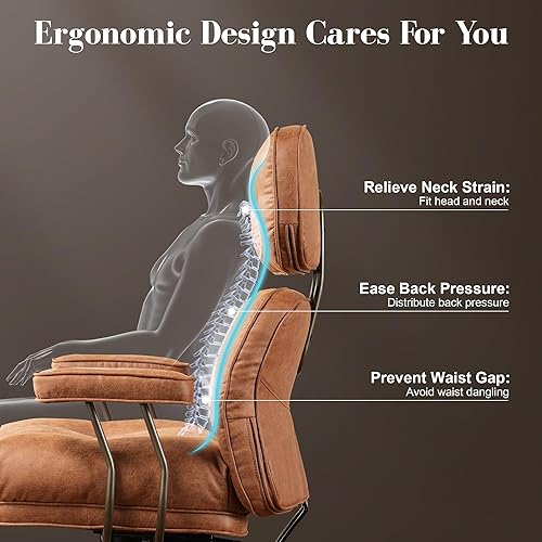 Miniatura 4 de Silla ergonómica de escritorio de oficina en casa, silla giratoria de 360 con inclinación y altura ajustable con cojín grueso y reposabrazos