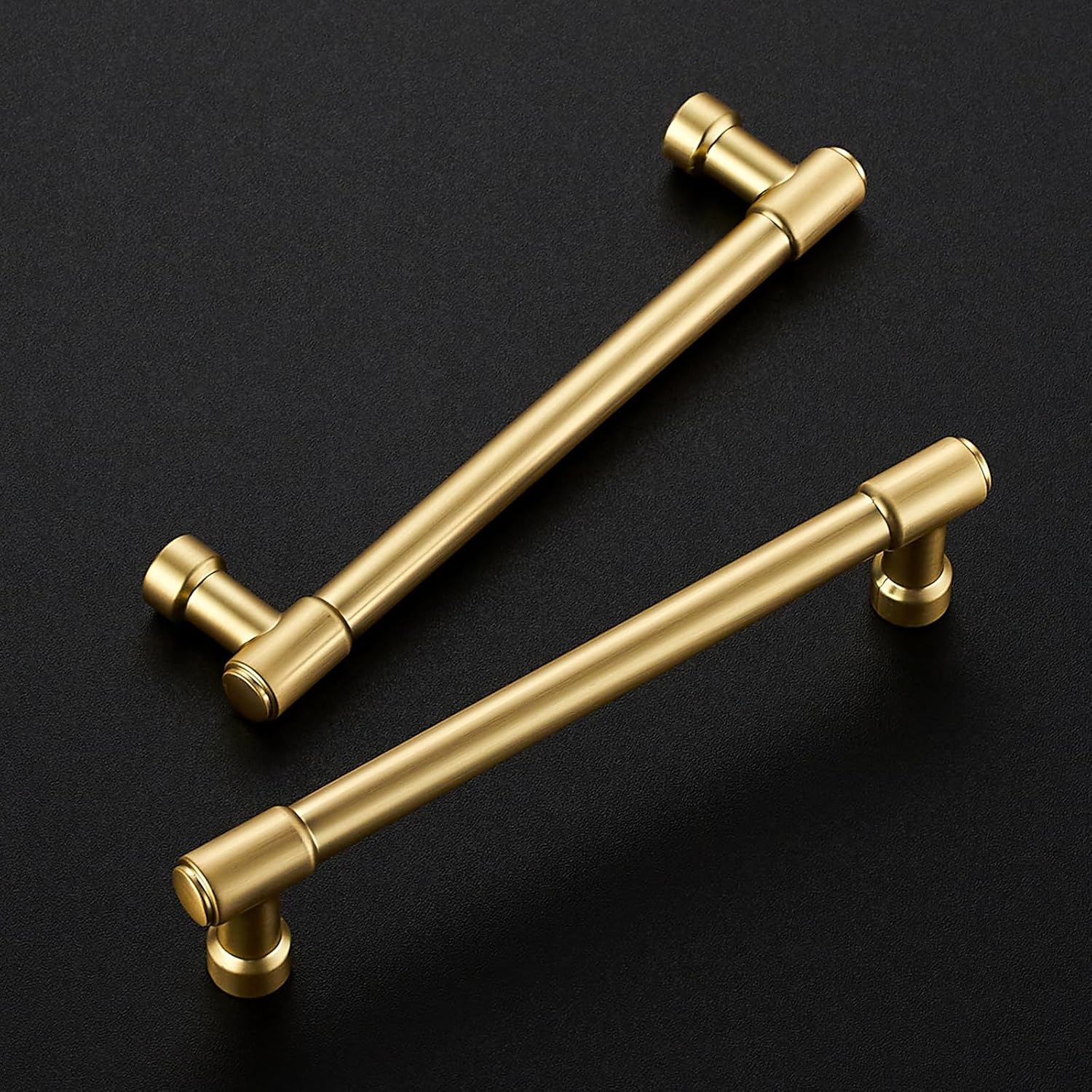 JOY DECOR 2 Pack 5 Inch Brushed Brass Cabinet Handles Modern Dresser Drawer Pulls Kitchen Cabinet Hardware for Cupboard Door Handles 5 In Hole Center Brushed Brass 2