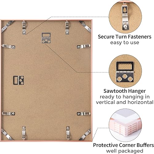 Miniatura 363 de Fun Memories Portarretratos de metal de 16 x 20 pulgadas con paspartú de 11 x 14 pulgadas, acabado de aluminio cepillado, parte delantera de vidrio