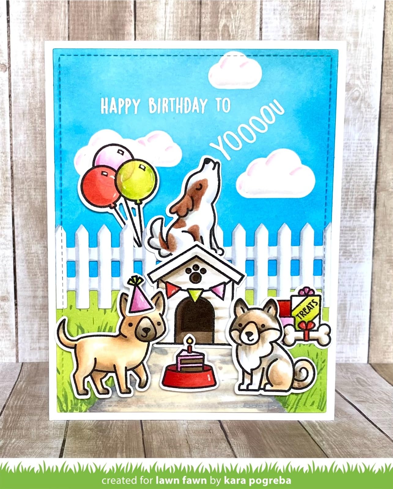 Lawn Fawn Yappy Birthday Add-On Clear Stamp Set - 3x4 Inch Dog Birthday Themed Stamps For Card Making - View #6